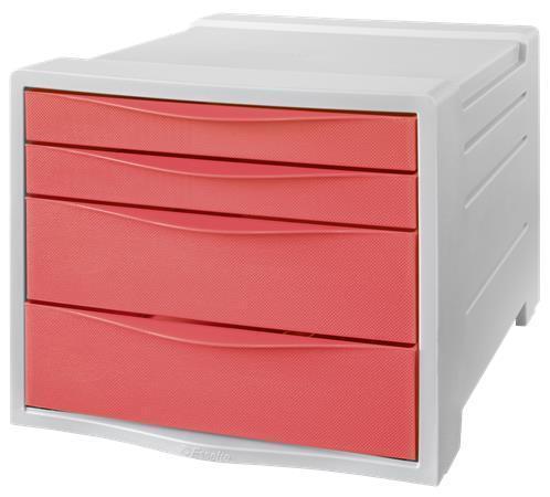Zásuvkový box "Colour`Breeze", korálová, plast, 4 zásuvky, ESSELTE 628457