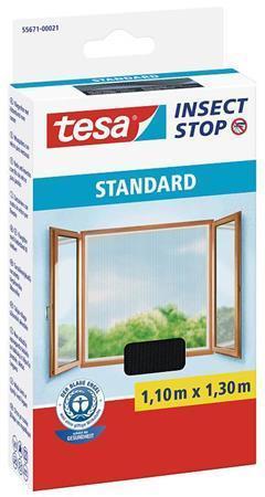 Síť proti hmyzu "55671", do oken, antracitová, 1,1 x 1,3 m, na suchý zip, TESA