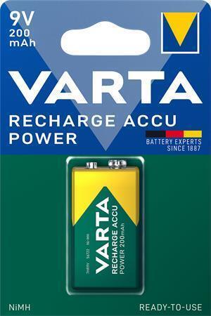 Nabíjecí baterie, 9V, 1x200 mAh, přednabité, VARTA "Power Accu"