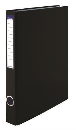 Pořadač čtyřkroužkový, černý, 35 mm, A4, PP/karton, VICTORIA
