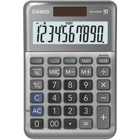 Kalkulačka "MS-100 FM", šedá, stolní, 10 číslic, CASIO