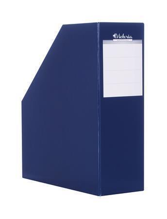 Stojan na časopisy, tmavě modrý, karton, 90 mm, VICTORIA