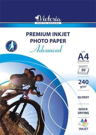 Fotografický papír "Advanced", do inkoustové tiskárny, lesklý, A4, 240g, VICTORIA