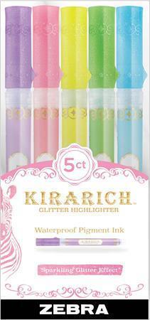 Sada zvýrazňovačů "Kirarich", 5 barvy, 3,5 mm, klínový hrot, ZEBRA 8117