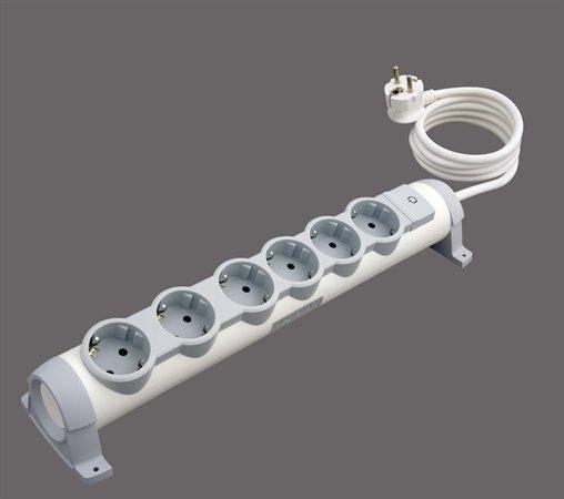 Prodlužovací kabel, 6 zásuvek, 3 m, LEGRAND "Comfort", bílo-šedý