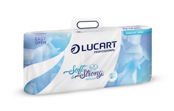 Toaletní papír "Soft and Strong", bílá, třívrstvý, malé role, 10 rolí, LUCART