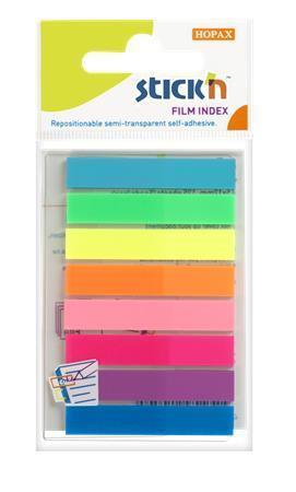 Samolepicí záložky, neonové barvy, 45 x 8 mm, 8x 20 listů, plast, STICK N 21401
