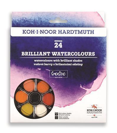 Vodové barvy "Brillant", 24ks, 22,5 mm, KOH-I-NOOR