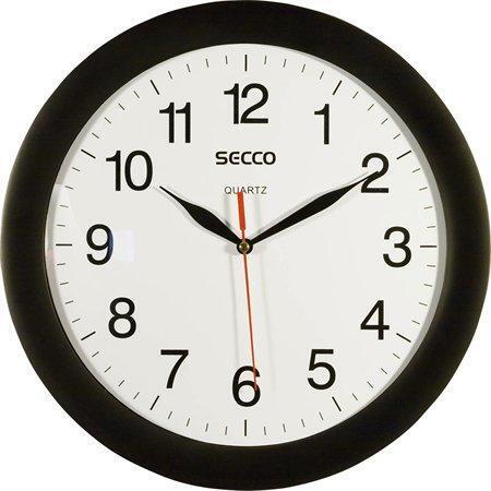 Nástěnné hodiny, černá, 30 cm, SECCO