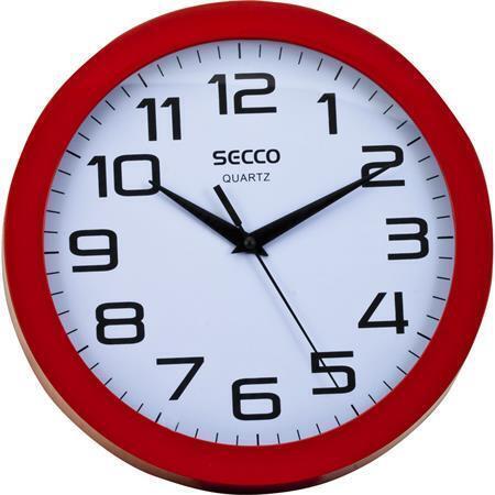 Nástěnné hodiny "Sweep second", rám - červený, 24,5 cm, SECCO