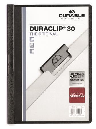 Desky s rychlovazačem "DURACLIP® 30", černá, s klipem, A4, DURABLE