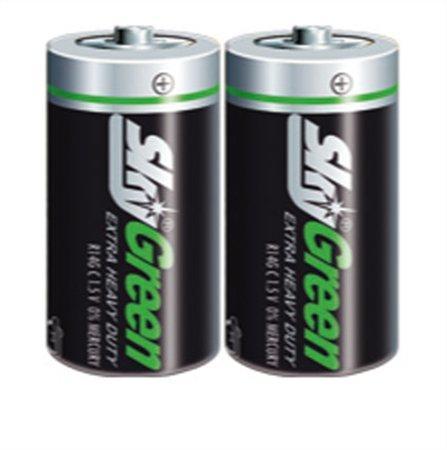 Baterie, C (malý monočlánek), 2 ks, SKY, "Green"