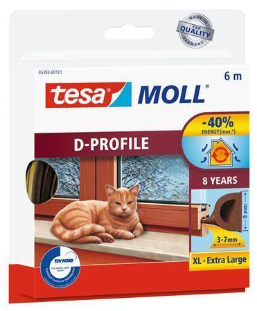 Gumové těsnění "tesamoll® D profil 5393", hnědá, 9 mm x 6 m, TESA