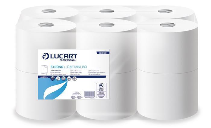 Toaletní papír "Strong L-One mini 180", bílá, 2 vrstvy, 12 rolí, LUCART 812169J