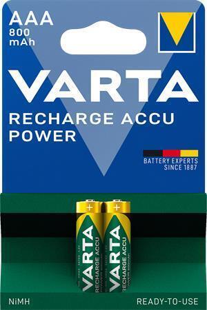 Nabíjecí baterie, AAA (mikrotužková), 2x800 mAh, přednabité, VARTA "Longlife Accu"