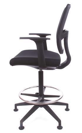 Pracovní židle "Tall", s držákem na nohy, s kluzáky, černé čalounění, vyztužené opěradlo, MAYAH CM11