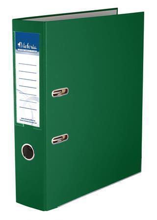 Pákový pořadač "Basic", zelený, 75 mm, A4, s ochranným spodním kováním, PP/karton, VICTORIA