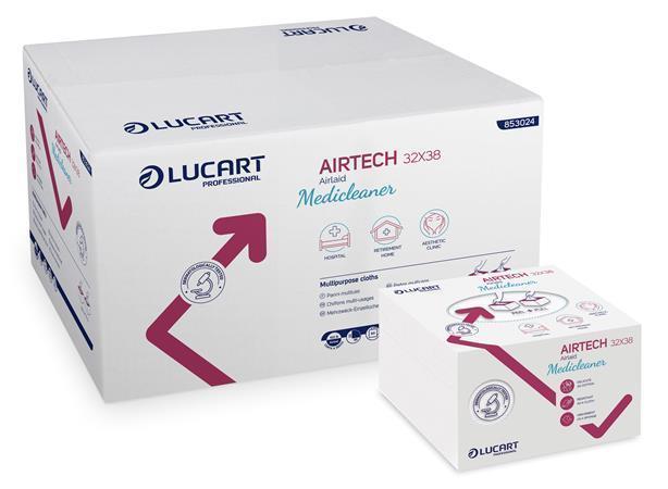 Papírové utěrky "Airtech Medicleaner", bílá, V ohyb, 1-vrstvé, 60 listů, LUCART 853024