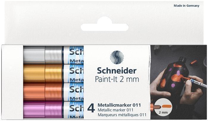 Akrylové popisovače "Paint-It 011", 4 kovové barvy, 2 mm, SCHNEIDER ML01111501
