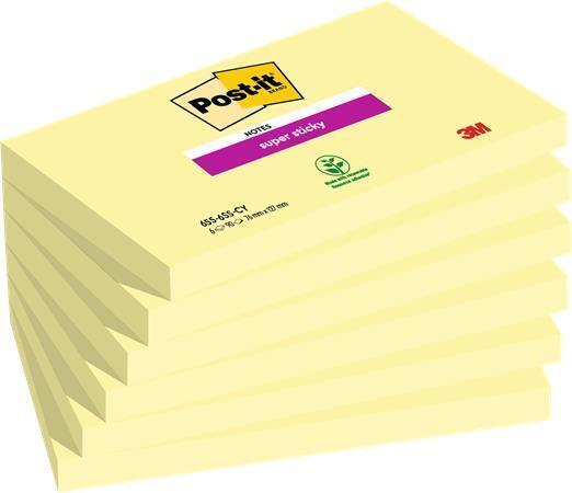 Samolepicí bloček, žlutá, 76x127 mm, 6x90 listů, 3M POSTIT