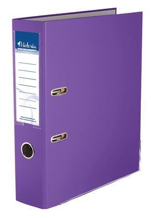 Pákový pořadač "Basic", fialová, 75 mm, A4, s ochranným spodním kováním, PP/karton, VICTORIA