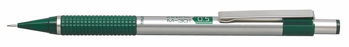Mikrotužka "M301", nerez tělo, zelený grip, ZEBRA E66438