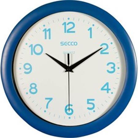 Nástěnné hodiny "Sweep second",  rám - modrý, číslice - modré, 28,5 cm, SECCO