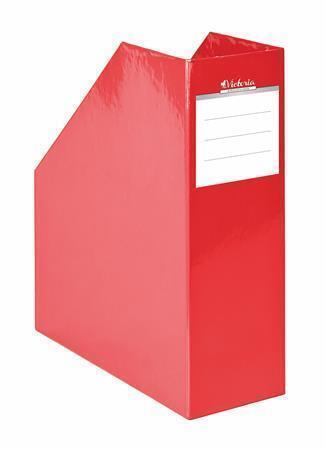 Stojan na časopisy "Premium", červený, karton, 90 mm, 265x235x90mm, VICTORIA
