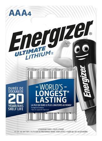 Baterie, AAA (mikrotužková), 4 ks v balení, lithiová, ENERGIZER "Ultimate Lithium"