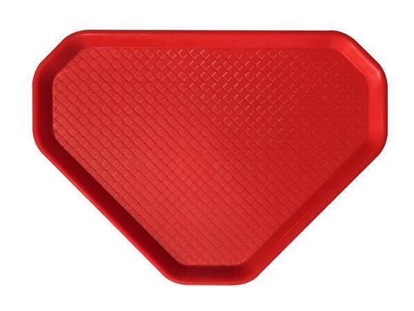 Samoobslužný podnos, červená, trojúhelníkový, plastový, stravovací, 47,5 x 34 cm
