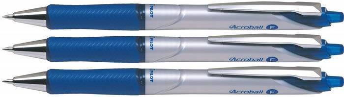 Kuličková pera "Acroball", modrá, 0,25 mm, kovový klip, 3 ks v balení, PILOT