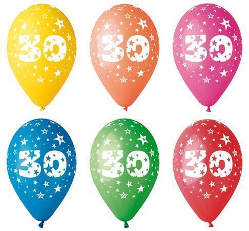 Balónek, s číslem 30, 26 cm