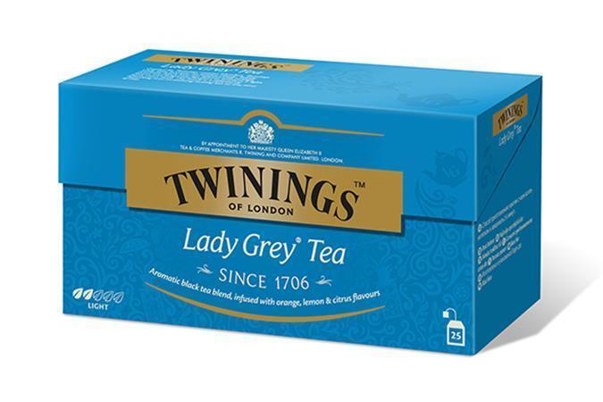Čaj, černý, 25x2 g, TWININGS &quot;Lady grey&quot;