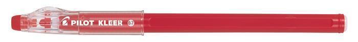 Kuličkové pero "Kleer", červená, 0,35mm, uzavíratelné, čiré, vymazatelné, PILOT