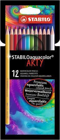 Akvarelové pastelky "Aquacolor ARTY", 12 různých barev, STABILO