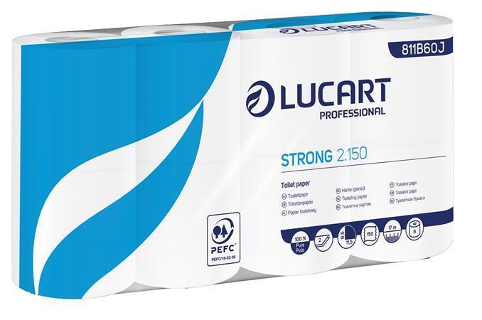 Toaletní papír "Strong 2.150", bílá, 2 vrstvy, malá role, 8 rolí, LUCART 811B60J