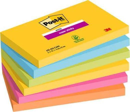 Samolepicí bloček "Super Sticky Carnival", mix barev, 76 x 127 mm, 6x 90 listů, 3M POSTIT 7100242804