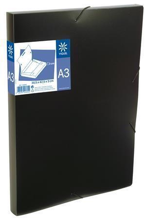 Deska s gumičkou "Coolbox", černá, 30 mm, PP, A3, VIQUEL