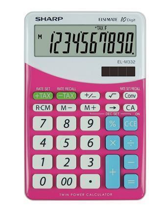 Kalkulačka "EL-M332", stolní, 10mistný displej, růžová, SHARP
