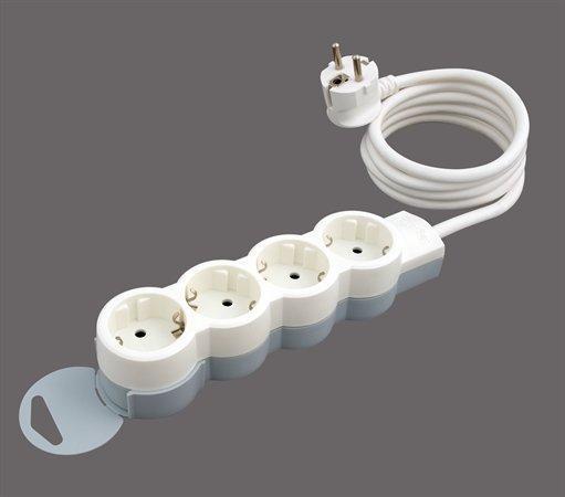 Prodlužovací kabel, 4 zásuvky, 3 m, LEGRAND "Standard", bílo-šedý