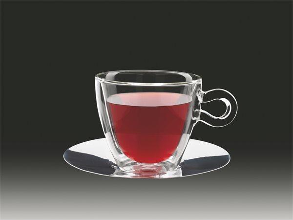 Hrnek na čaj s nerezovým podšálkem "Thermo", 30 cl, dvoustěnný