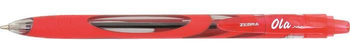 13943 Kuličkové pero "OLA", červená, 0,27 mm, stiskací mechanismus, ZEBRA
