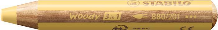 Barevné pastelka "Woody", pastelová žlutá, maxi, 3v1 – pastelka, vodovka, voskovka, STABILO 880/201