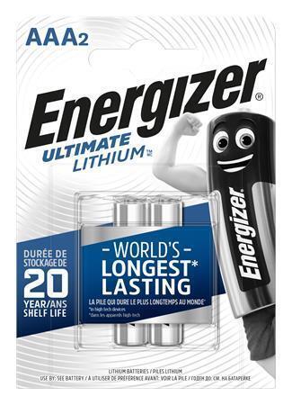 Baterie, AAA (mikrotužková), 2 ks v balení, lithiová, ENERGIZER "Ultimate Lithium"