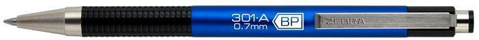 26342 Kuličkové pero "F301A", modrá, 0,24 mm, stiskací mechanismus, modré tělo ZEBRA