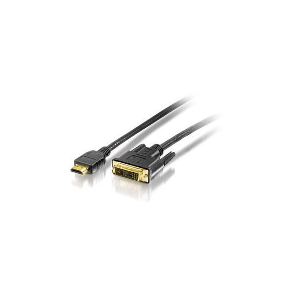 Kabel HDMI-DVI-D, pozlacený, 2 m, EQUIP 119322