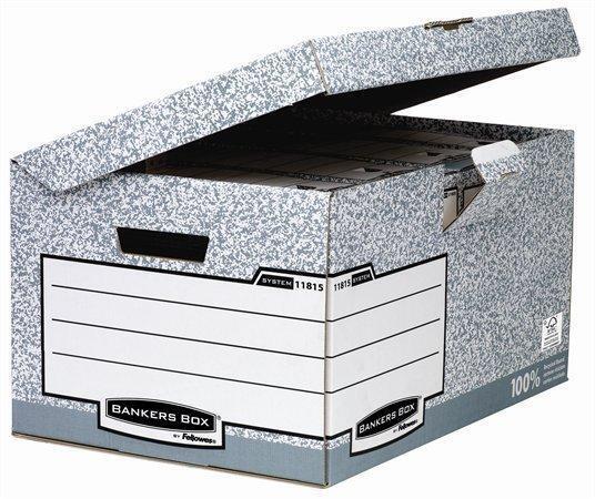 Archivační kontejner "BANKERS BOX® SYSTEM", šedá, uzaviratelné víko, karton, FELLOWES