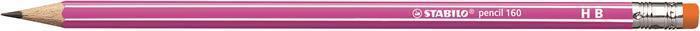 Grafitová tužka s gumou "Pencil 160", růžová, HB, šestihranná, STABILO