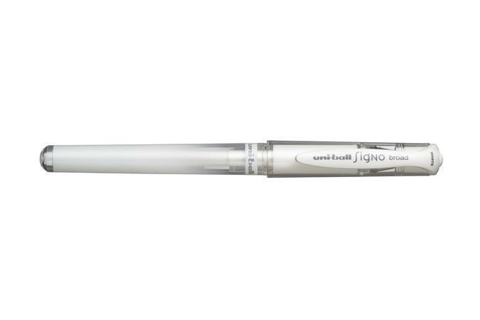 Gelové pero "UM-153 Signo Broad ", bílá , 0,6 mm, s uzávěrem, UNI