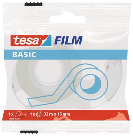 Lepicí páska s odvíječem "Basic 58549", průhledná, 15 mm x 33 m, TESA